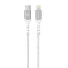 Oem Blavec kabelis Raptor braided – Type C į Lightning – PD 20W 2,4A 0,25 metras (CRA-CL24WS025) baltos spalvos-sidabrinis