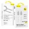 Blavec kabelis Raptor pintas – Type C į Type C – PD 60W 3A 3 metrai (CRA-CC3WS30) baltos-sidabrinės spalvos