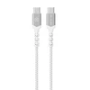 Oem Blavec kabelis Raptor braided – Type C į Type C – PD 60W 3A 0,25 metras (CRA-CC3WS025) baltos spalvos-sidabro spalvos