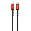 Oem Blavec kabelis Raptor braided – Type C į Type C – PD 60W 3A 0,25 metras (CRA-CC3BR025) juodos spalvos-raudonos spalvos