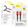 Oem Blavec Kabelis Raptor pintas – Typ C į Typ C – PD 60W 3A 0,5 m Apple CarPlay/Android Auto (CRA-CC3BR05) juodos ir raudonos spalvos