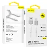 Oem Blavec kabelis Raptor braided – USB į Type C – PD 66W 6A 2 metras (CRA-UC6WS20) baltos spalvos-sidabro spalvos
