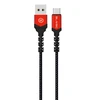 Blavec kabelis Raptor pintas – USB į Type C – 3A 0,5 m (CRA-UC3BR05) juodos-raudonos spalvos