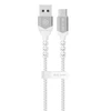 Oem Blavec kabelis Raptor braided – USB į Type C – PD 66W 6A 2 metras (CRA-UC6WS20) baltos spalvos-sidabro spalvos