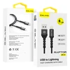 Oem Blavec laidas Raptor pintas – USB į Lightning – 1,5A 2 m CarPlay (CRA-UL15BG20) juodos-pilkos spalvos