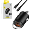 Blavec Automobilinis įkroviklis BS-02B-C Aero – USB + Type C – QC 3.0 18W PD 30W su Type C į Type C kabeliu (CCBS02BCA-UCB) juodos spalvos