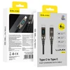 Blavec Kabelis Lumix pleciony – Typ C į Typ C – PD 240W 5A LED ekranas 1,2m Apple CarPlay/Android Auto (CLU-CC5BG12)
