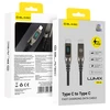 Blavec Kabelis Lumix pleciony – Typ C na Typ C – PD 100W 5A LED ekranas 1,2 metra Apple CarPlay/Android Auto (CLU-CC5BG12)