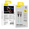Blavec Kabelis Neon – USB į Typ C – QC 3.0 60W 3A 1 metr (CNE-UC3L1) su RGB