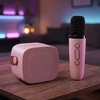 Blavec nešiojama bluetooth kolonėlė WS-07 Karaoke Party – 5W su 2 mikrofonais (WS07-2MP) rožinės spalvos