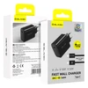 Blavec Wall charger BC-8 GaN4 – Type C – PD QC 65W 3A with Type C to Type C cable (TCBC8G4-CB653A+CC) juodos spalvos