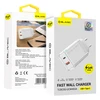 Blavec laidinis įkroviklis BC-5 GaN – USB + Typ C – PD QC 45W 3A (TCBC5G-UCW453A) baltos spalvos