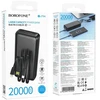 Oem „Borofone“ išorinė baterija 20000mAh BJ79A „Clever“ – USB – su C tipo ir „Lightning“ laidais, juodos spalvos