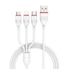 USB kabelis Borofone BX17 3in1 microUSB-Lightning-Type-C baltas
