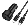 Oem Borofone Car charger BZ34A Cloud – Type C – PD 20W with Type C to Lightning juodas