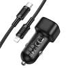 Oem Borofone Car charger BZ34A Cloud – Type C – PD 20W with Type C to Lightning juodas