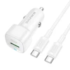 Borofone automobilinis įkroviklis BZ34B Cloud – USB + Type C – QC 3.0 PD 38W with Type C to Type C cable baltas