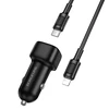 Oem Borofone Car charger BZ34B Cloud – USB + Type C – QC 3.0 PD 38W with Type C to Lightning cable juodas