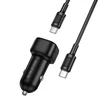 Borofone automobilinis įkroviklis BZ34B Cloud - USB + Type C - QC 3.0 PD 38W su Type C į Type C kabeliu juodos spalvos