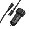 Oem Borofone Car charger BZ34B Cloud – USB + Type C – QC 3.0 PD 38W with Type C to Lightning cable juodas