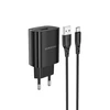 Dėklas Borofone Laidinis įkroviklis BN1 Innovative – USB – 2,1A su USB į Type C juodos spalvos