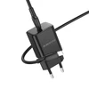 Oem Borofone Laidinis įkroviklis BN13 Safety GaN – Type C – PD 30W su Type C į Lightning kabeliu juodos spalvos