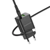 Oem Borofone Laidinis įkroviklis BN14 Royal GaN – USB + Type C – QC 3.0 PD 30W su Type C į Lightning kabeliu juodos spalvos
