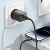 Borofone Laidinis įkroviklis BN14 Royal GaN – USB + Type C – QC 3.0 PD 30W juodos spalvos