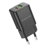 Borofone Laidinis įkroviklis BN14 Royal GaN – USB + Type C – QC 3.0 PD 30W juodos spalvos