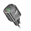 Oem Borofone Laidinis įkroviklis BN17 Sunlight – USB + Type C – QC 3.0 PD 20W 3A juodos spalvos