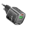 Oem Borofone Laidinis įkroviklis BN17 Sunlight – USB + Type C – QC 3.0 PD 20W 3A juodos spalvos