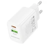 Borofone laidinis įkroviklis BN27 Fuente – USB + Type C – QC 3.0 PD 20W baltos spalvos