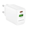 Borofone laidinis įkroviklis BN27 Fuente – USB + Type C – QC 3.0 PD 20W baltos spalvos