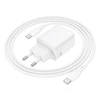Borofone laidinis įkroviklis BN27 Fuente – USB + Type C – QC 3.0 PD 20W su Type C į Type C kabeliu baltos spalvos