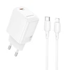 Borofone kelioninis įkroviklis BN28 Fuente – Type C – PD 30W with Type C to Lightning cable baltos spalvos