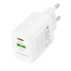 Borofone laidinis įkroviklis BN29 Fuente – USB + Type C – QC 3.0 PD 30W baltos spalvos