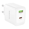 Borofone Wall charger BN30 Cargador GaN – USB + Type C – QC 3.0 PD 45W baltas