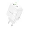 Borofone Wall charger BN30 Cargador GaN – USB + Type C – QC 3.0 PD 45W baltas