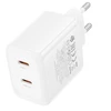 Borofone kelioninis įkroviklis BN31 Cargador GaN – 2xType C – QC 3.0 PD 45W baltos spalvos