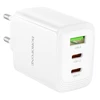 Borofone Wall charger BN32 Cargador GaN – USB + 2xType C – QC 3.0 PD 65W baltas