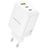Borofone Wall charger BN32 Cargador GaN – USB + 2xType C – QC 3.0 PD 65W baltas