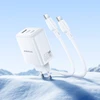 Borofone Wall charger BN32 Cargador GaN – USB + 2xType C – QC 3.0 PD 65W with Type C to Type C baltas