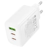 Borofone Wall charger BN32 Cargador GaN – USB + 2xType C – QC 3.0 PD 65W baltas