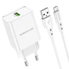 Įkroviklis Borofone BN5 18W USB-A + USB-A to MicroUSB cable 1.0m baltas