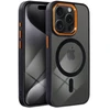 OEM dėklas, skirtas iPhone 14, spalvotas kraštas, suderinamas su MagSafe, juodas-auksinis