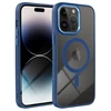OEM dėklas, skirtas iPhone 15, spalvotas kraštas, MagSafe dėklas, mėlynas
