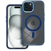 OEM dėklas, skirtas iPhone 15, spalvotas kraštas, MagSafe dėklas, mėlynas