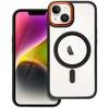 OEM dėklas, skirtas iPhone 14, spalvotas kraštas, suderinamas su MagSafe, juodas-auksinis