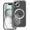 OEM dėklas, skirtas iPhone 15, Electro Mag dėklas, suderinamas su MagSafe sidabrinis