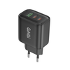 Foneng laidinis įkroviklis GaN10-EU - USB + 2xType C - QC 4.0+ PD 65W su Type C į Type C kabeliu juodos spalvos